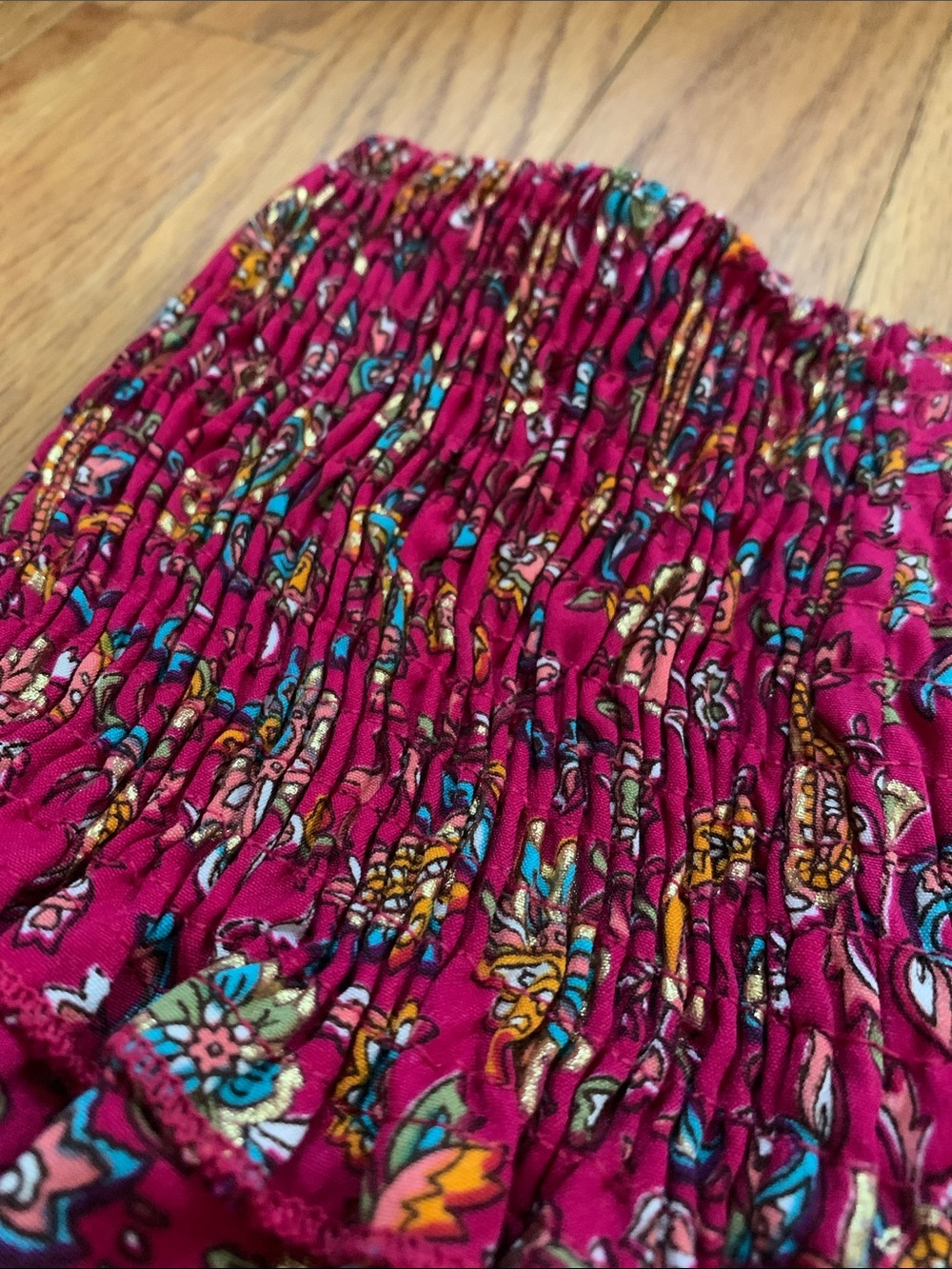 Fuchsia Pink Hippie Indian Silky Wide Leg Pants Free Size Stretch Waist Band